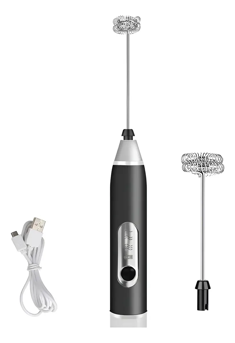 Mini Mixer Batedor Elétrico Bebidas Portátil Preto