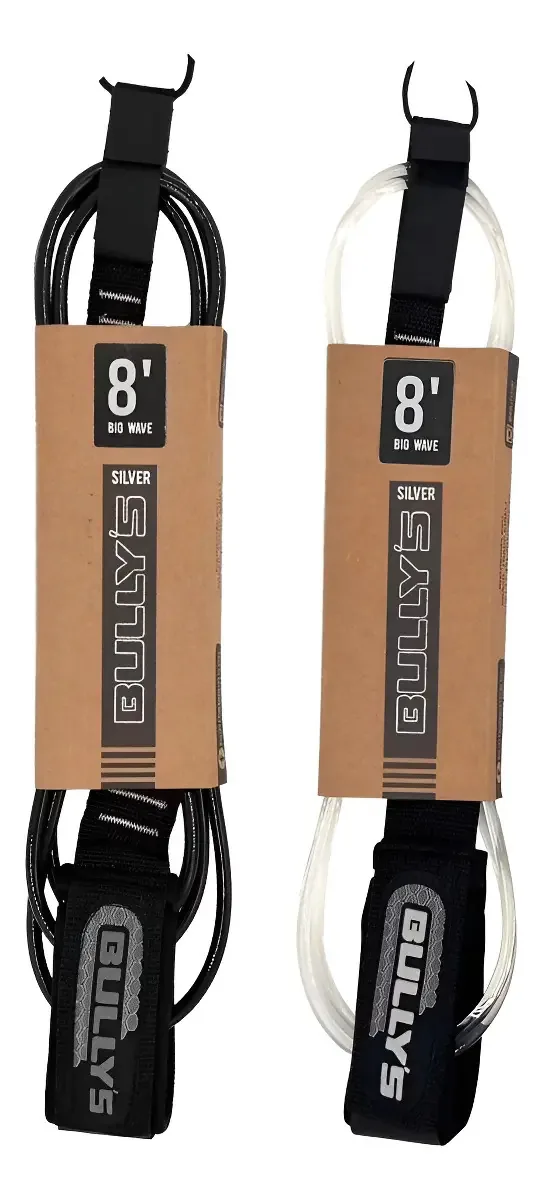 Leash Surf Cordinha Funboard Bullys Silver Regular 8' X 7mm Cor Preto