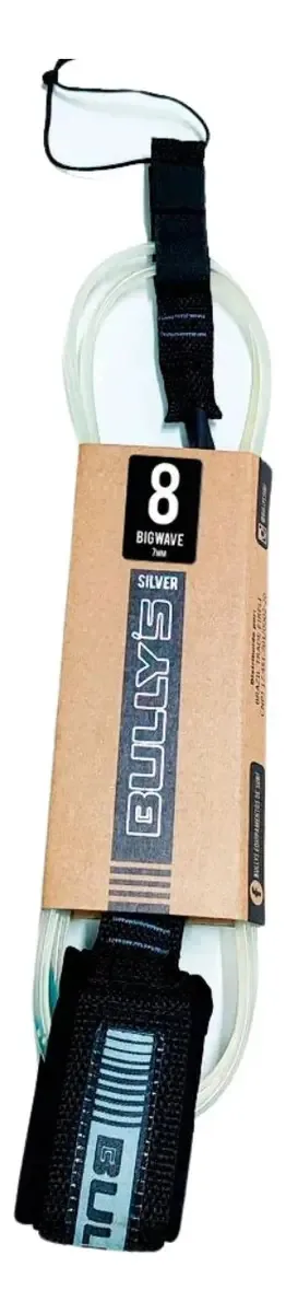 Leash Surf Cordinha Funboard Bullys Silver Regular 8' X 7mm Cor Transparente