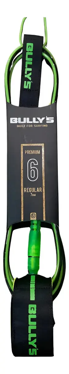 Leash Bullys Premium Regular 6' X 7mm Cordinha Cor Black Green