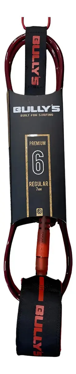 Leash De Tornozelo Bullys Premium Regular 6' x 7mm Cordinha Black Red