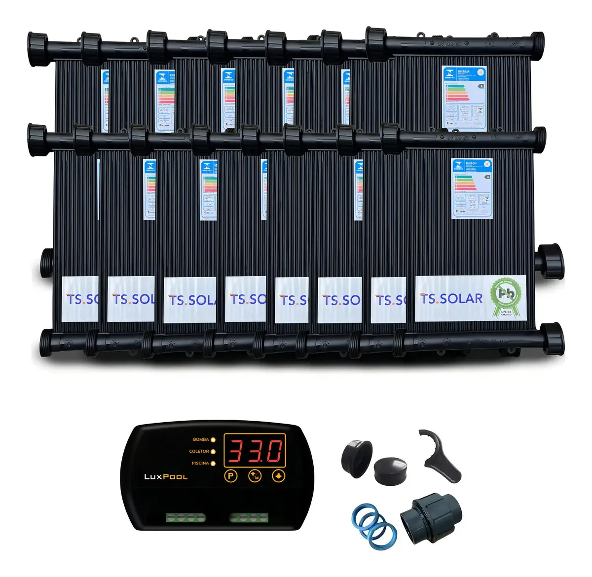 Kit 15 Placas 3m Tssolar E Controlador Temperatura Luxpool