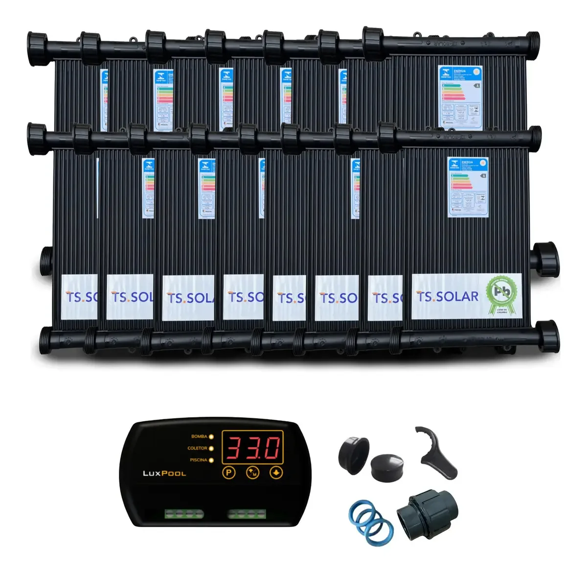 Kit 13 Placas 2m Tssolar E Controlador Temperatura Luxpool