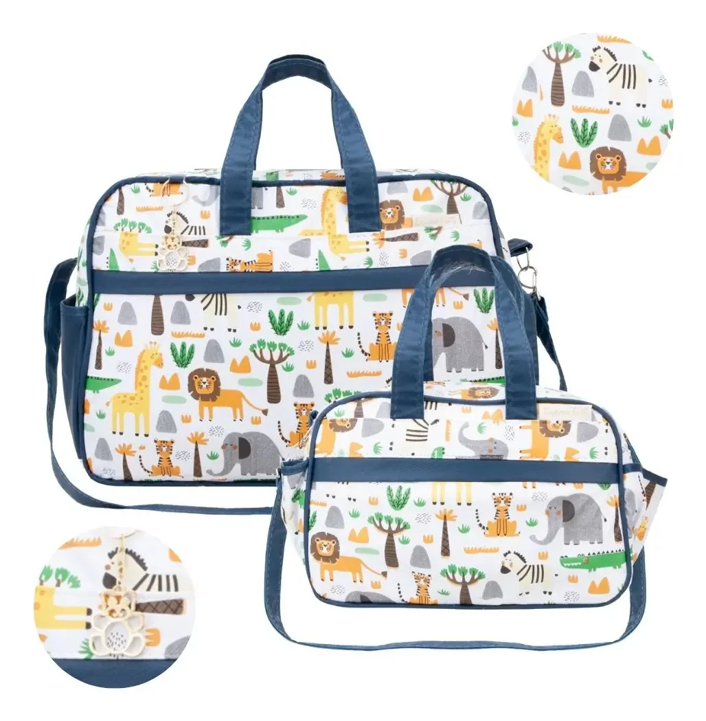 Kit Bolsa Maternidade Baby Jungle 3 Pçs Marinho