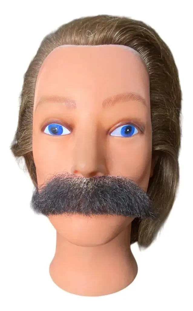 Bigode Grosso Falso Realista Castanho Escuro + Cola