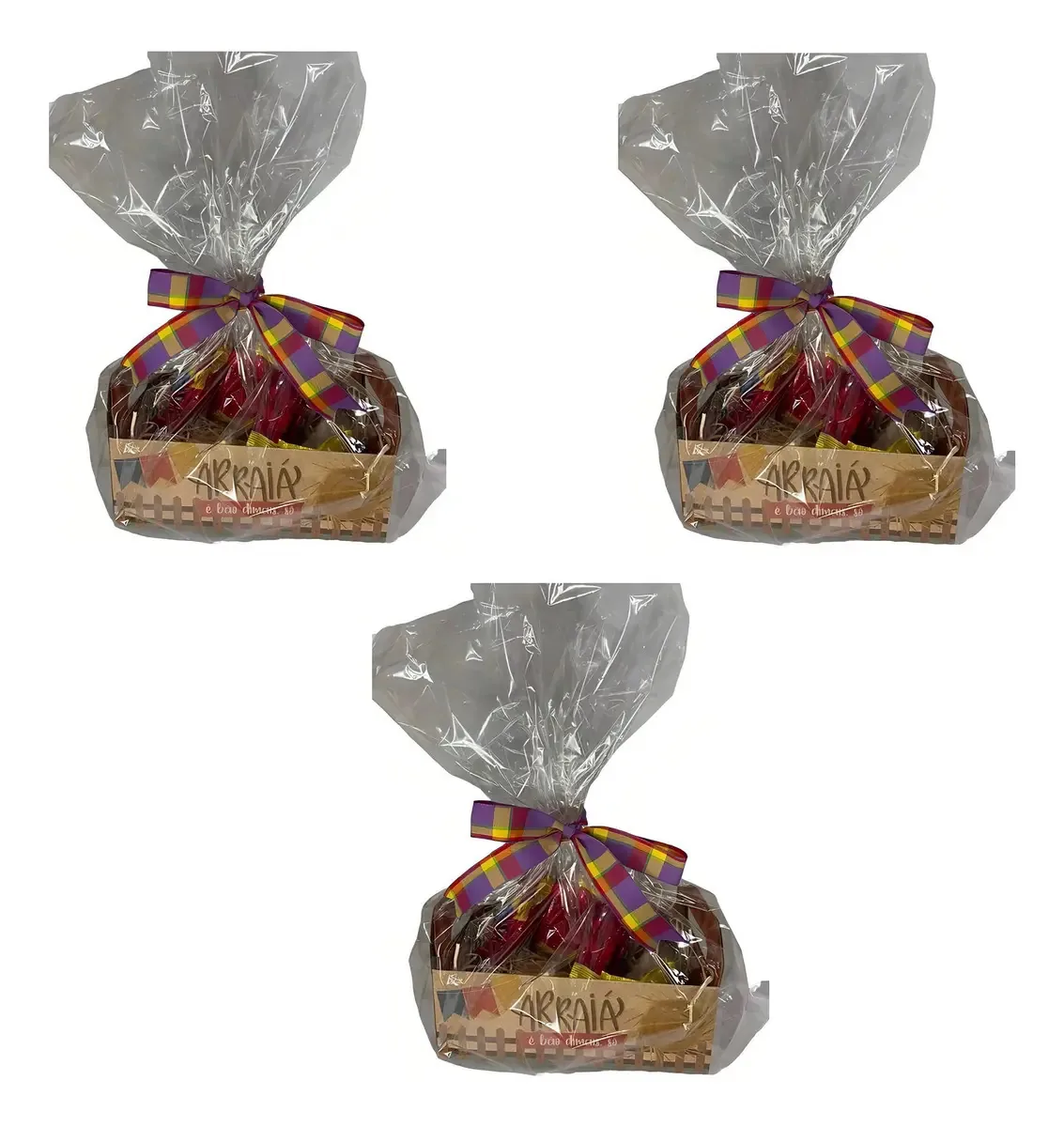 Doces Sortidos Festa Junina Arraiá Com 17 Doces-kit 3 Cestas