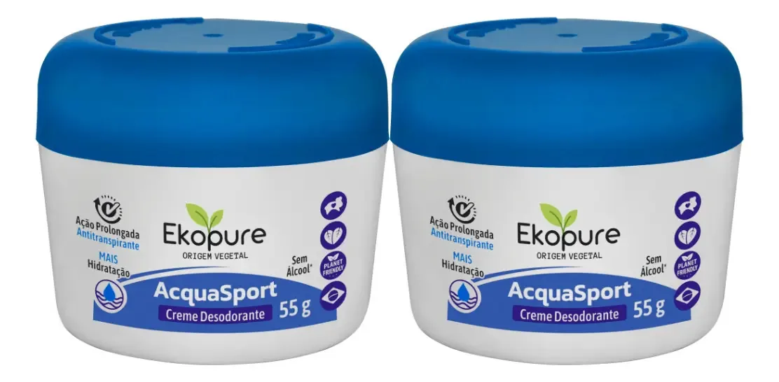 Kit 2 Desodorantes Creme Antitranspirante Ekopure Acquasport 110g