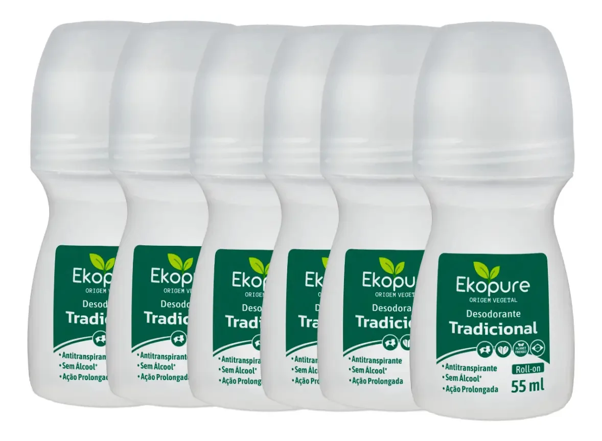 6 Desodorantes Roll-on Antitranspirante Tradicional Ekopure