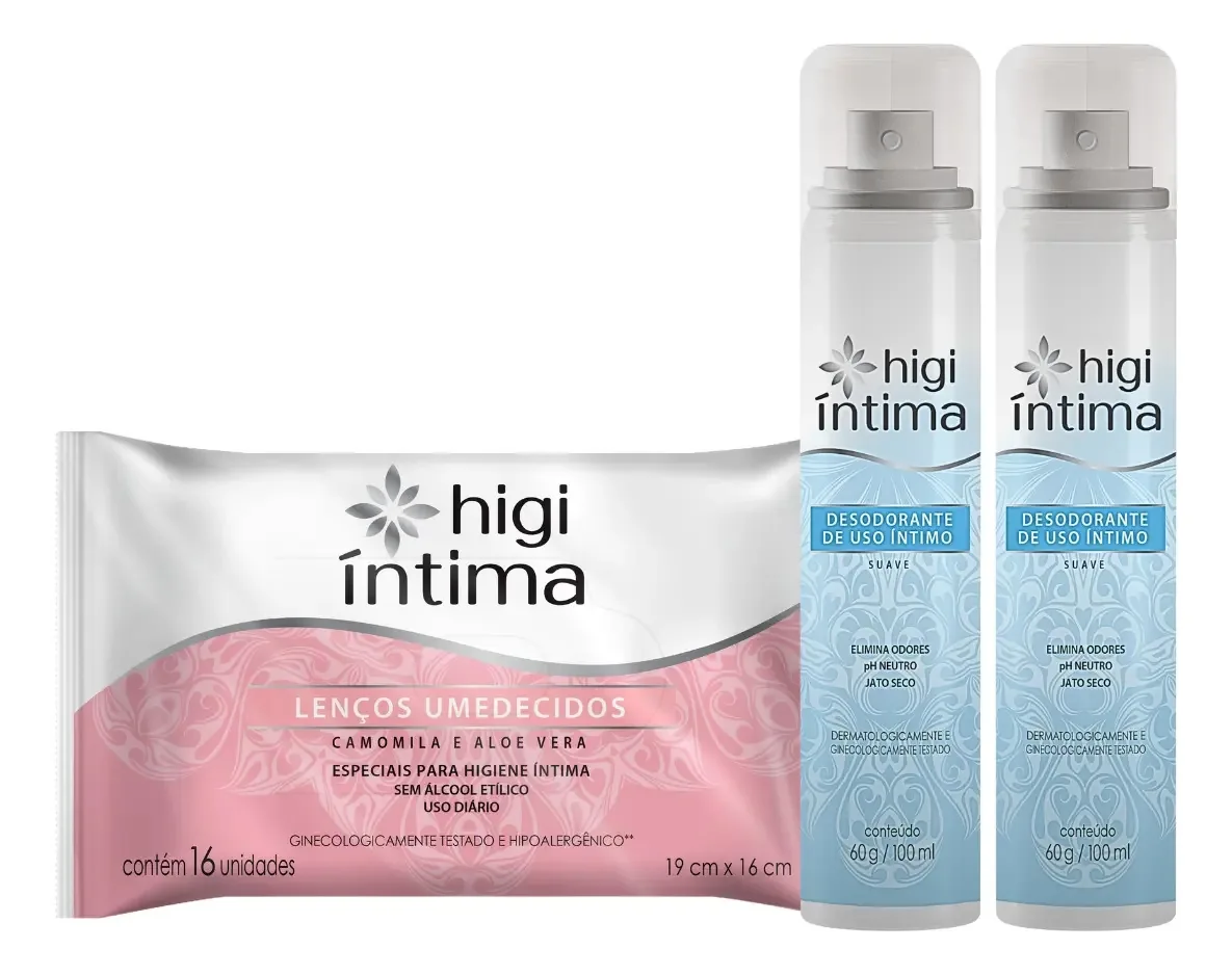 Kit Desodorante Suave E Lenço Umedecido Íntimo Higi Íntima