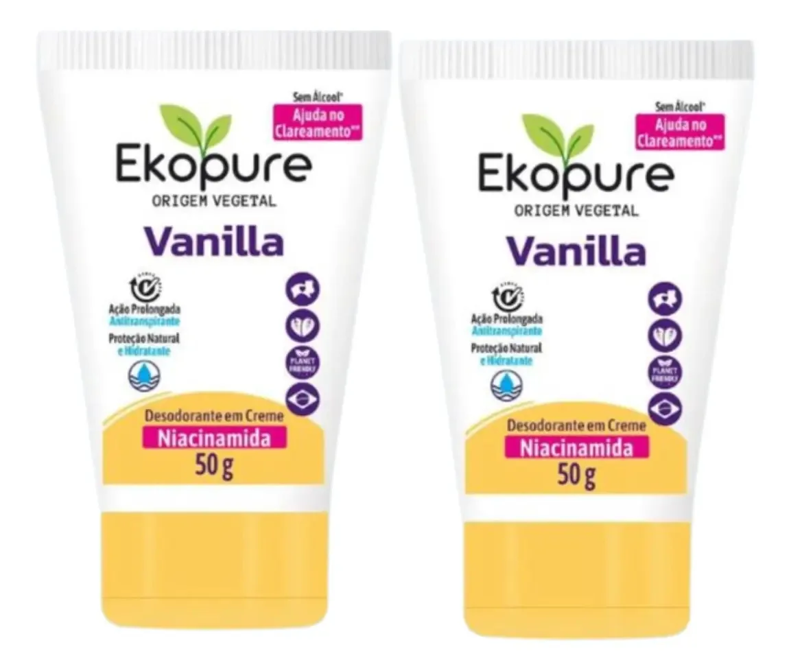 Kit 2 Desodorantes Bisnaga Antitranspirante Vanilla Ekopure