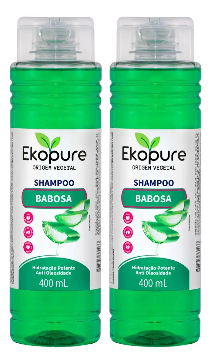 Kit 2 Shampoos Babosa Hidratação Nutrição Vegano Ekopure