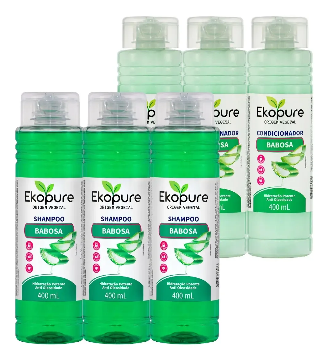 Kit 3 Shampoos E 3 Condicionadores Babosa Hidratação Ekopure