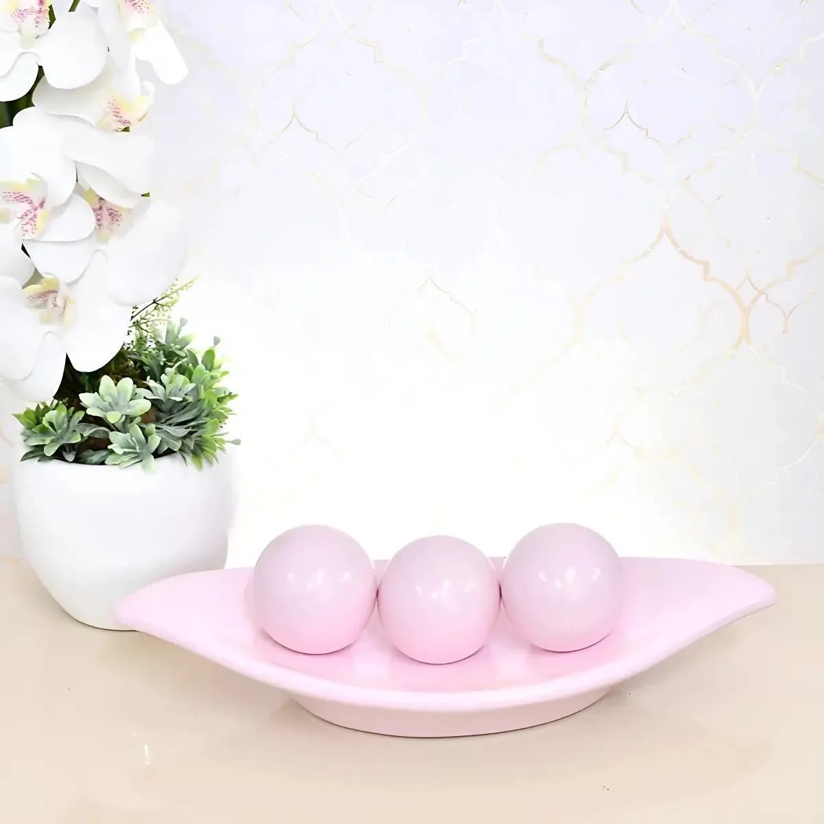 Enfeites Decoração Rack Sala Vasos Decorativo Aparado Casa Cor Rosa Lisa