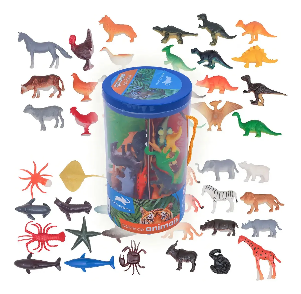 Balde Com 48 Miniaturas Animais Animal Planet