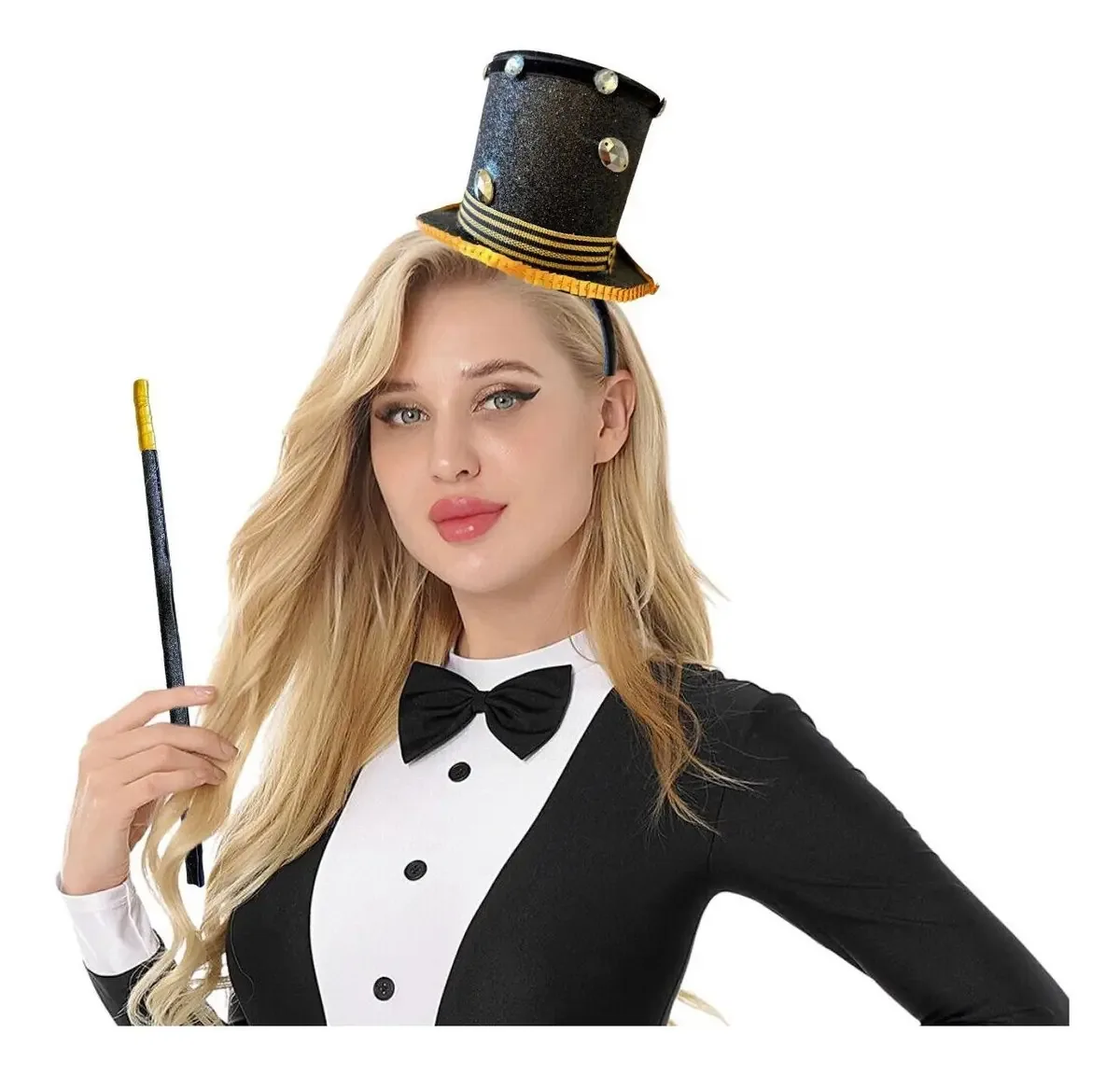 Kit Fantasia Mágico Animafest Tiara Cartola e Varinha Carnaval