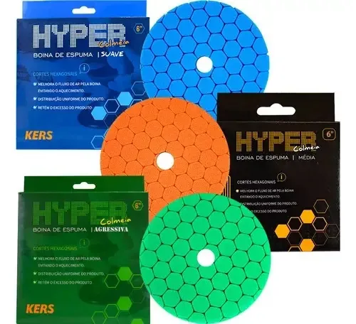 Kit Boinas Espuma 3 Etapas Polimento 6'' Abrojo Kers Hyper