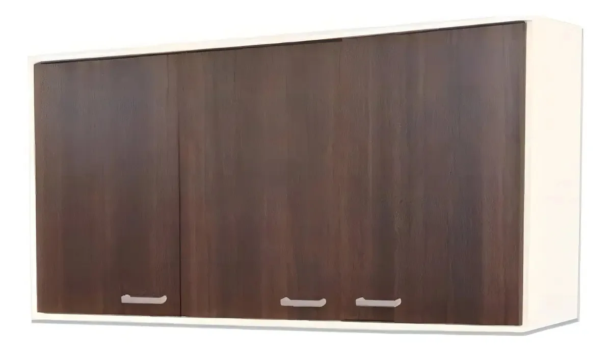 Armário de platina 1,40 Mts 3 portas Bco Tobacco Beiro Prateleira branca com tabaco