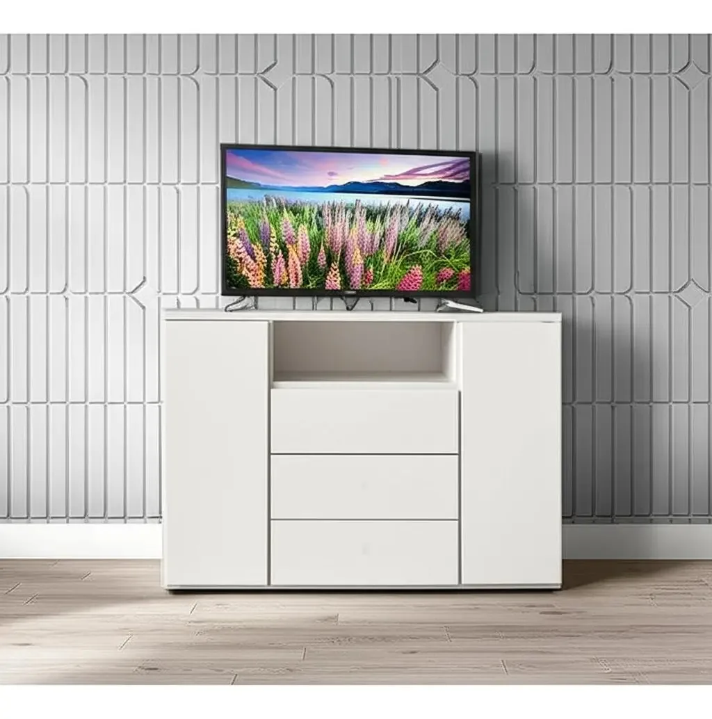 Mobiliário confortável Chifonier LED TV Platinum 2606 1,2 metros Cor branca