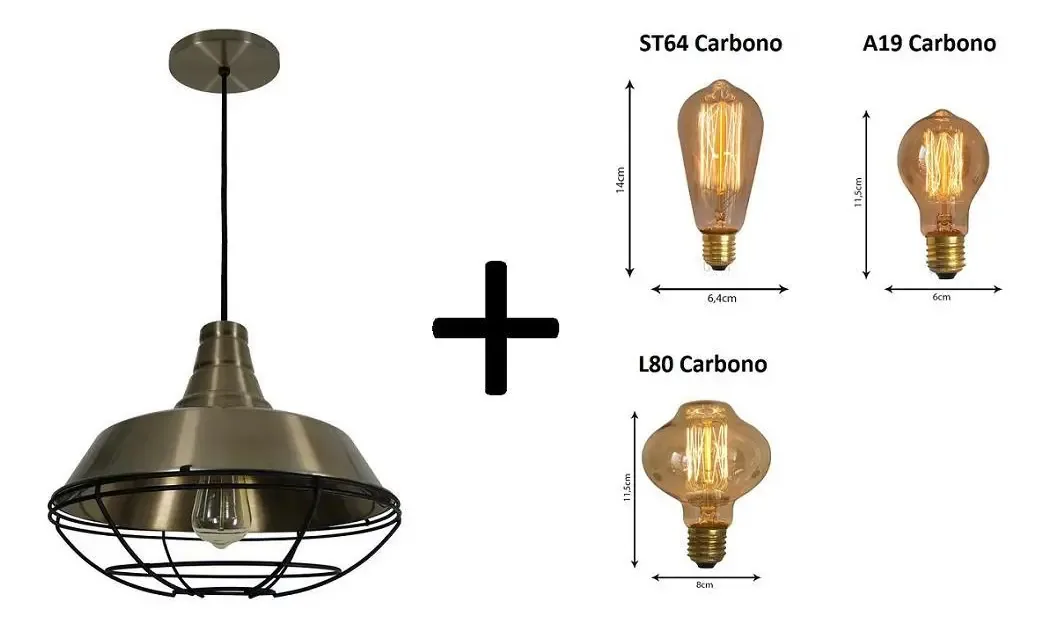 Kit Decorativo Pendente 1820 Alumínio Bronze 36 Cm + 1
