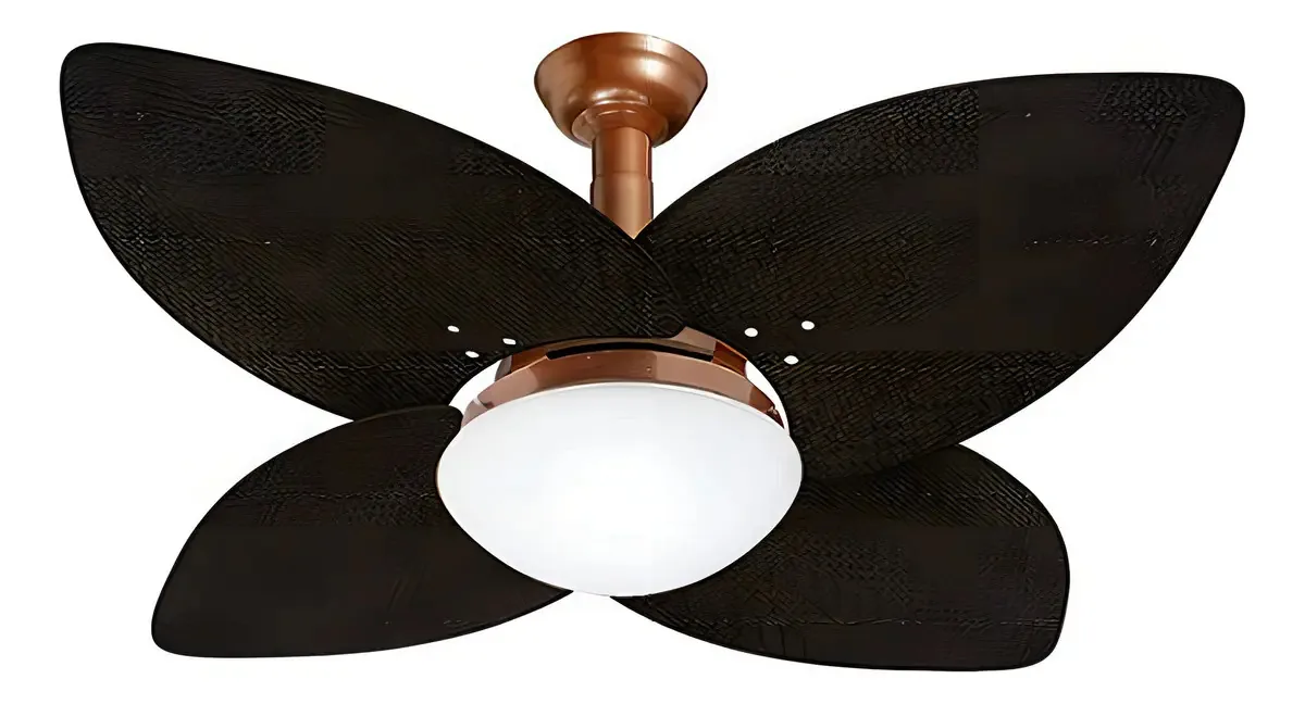 Ventilador de Teto Venti-Delta JET Aspen Cobre com 4 Pás Rattan Tabaco e Luz