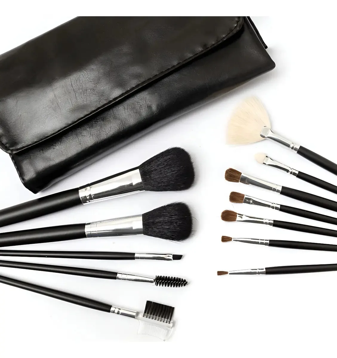 Conjunto de pincéis e pincéis de maquiagem X 12 P3850 cor preta
