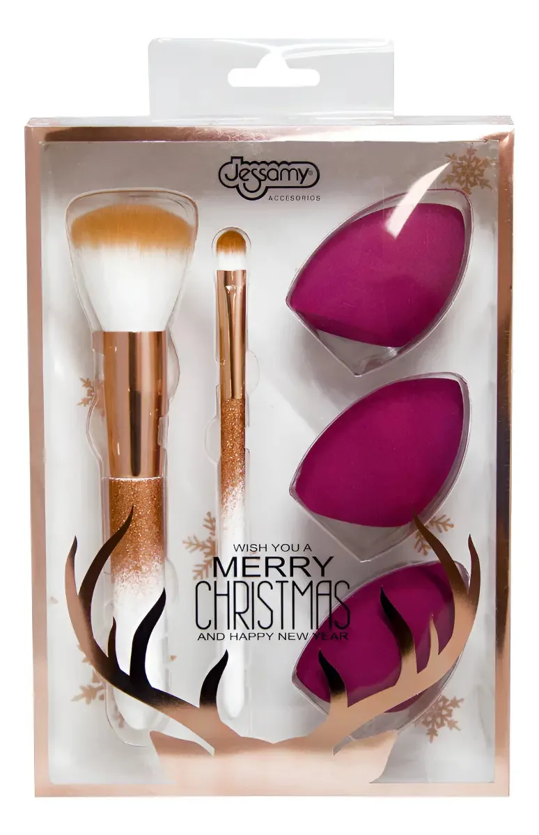 Conjunto de pincéis de maquiagem 2 pincéis + 3 cisnes P3808 rosa