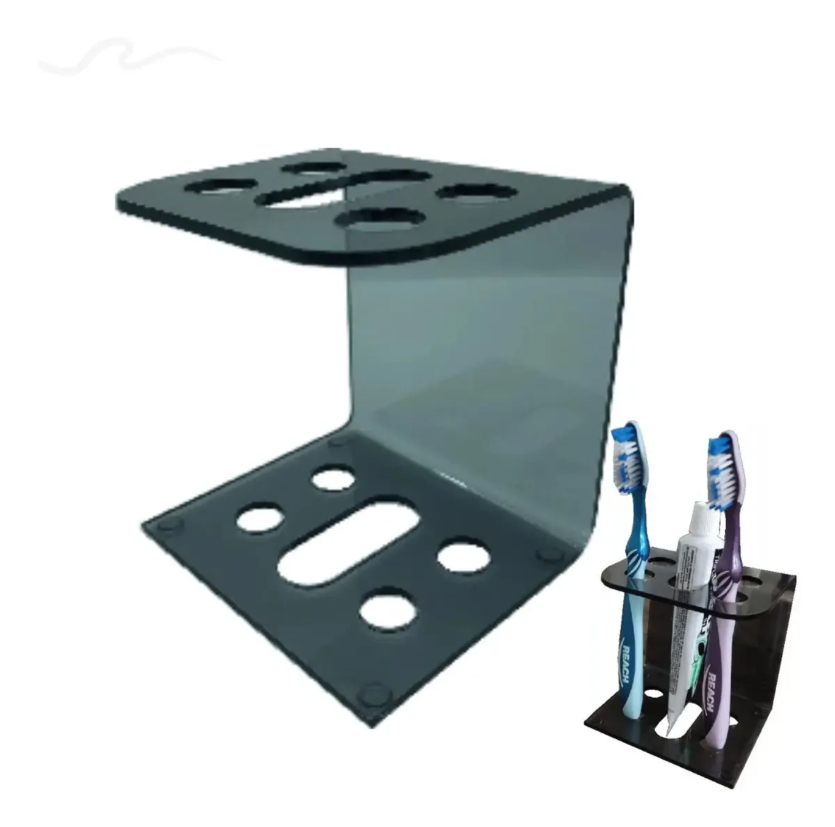 Suporte Porta Escova De Dentes De Acrílico Fume Fumê