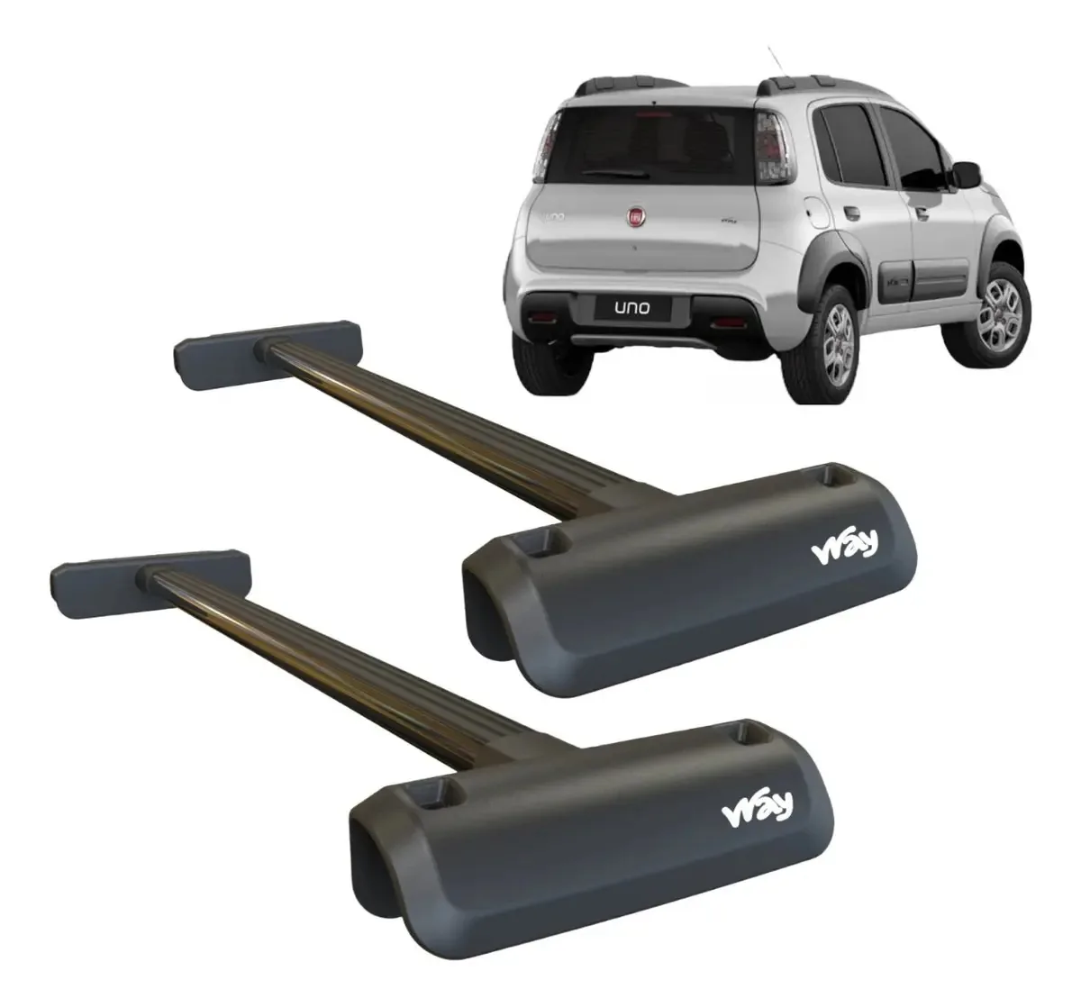 Bagageiro Teto Travessa Para Uno Way 2011 Fix Cor Preto