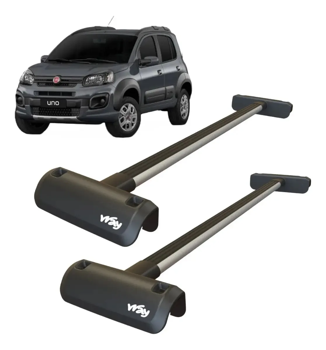 Bagageiro Teto Travessa Para Uno Way 2015 Fix Cor Prata