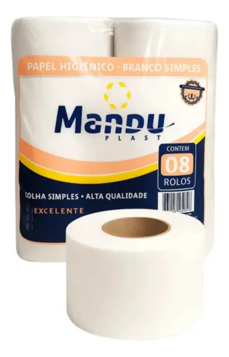 Papel Higiênico Manduplast Rolão Institucional 8 Rolos Folha Simples