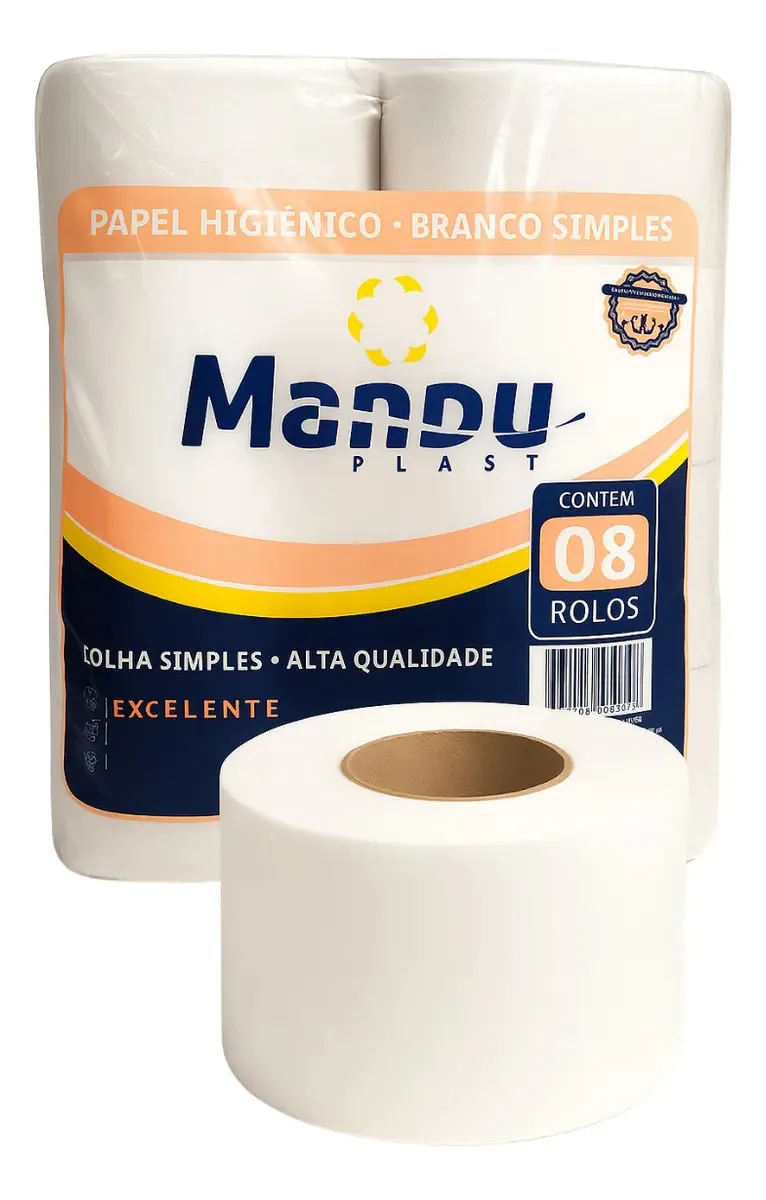 Papel Higiênico Manduplast Institucional 8 Rolos 300m Alto Rendimento