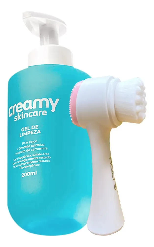 Kit Creamy Gel De Limpeza Escova De Limpeza Facial 2 Em 1