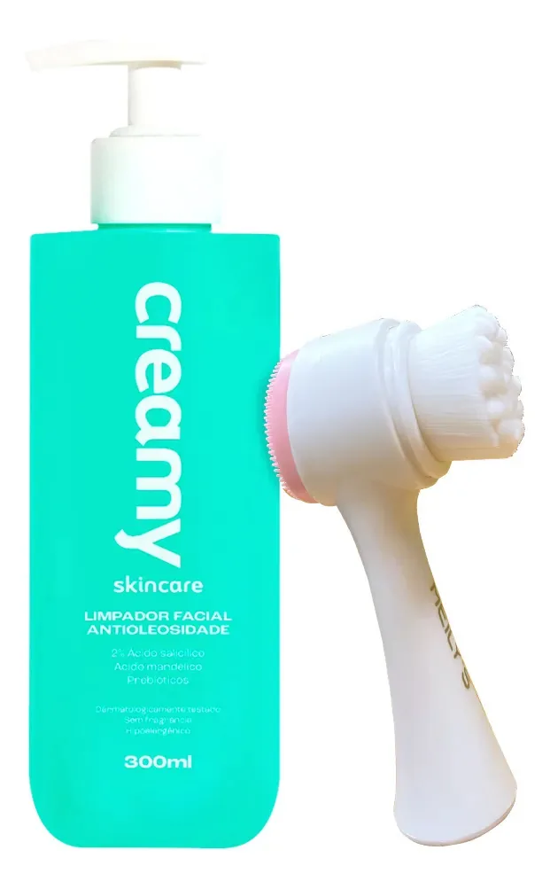 Kit Creamy Skincare Limpador Antioleosidade Escovinha Facial