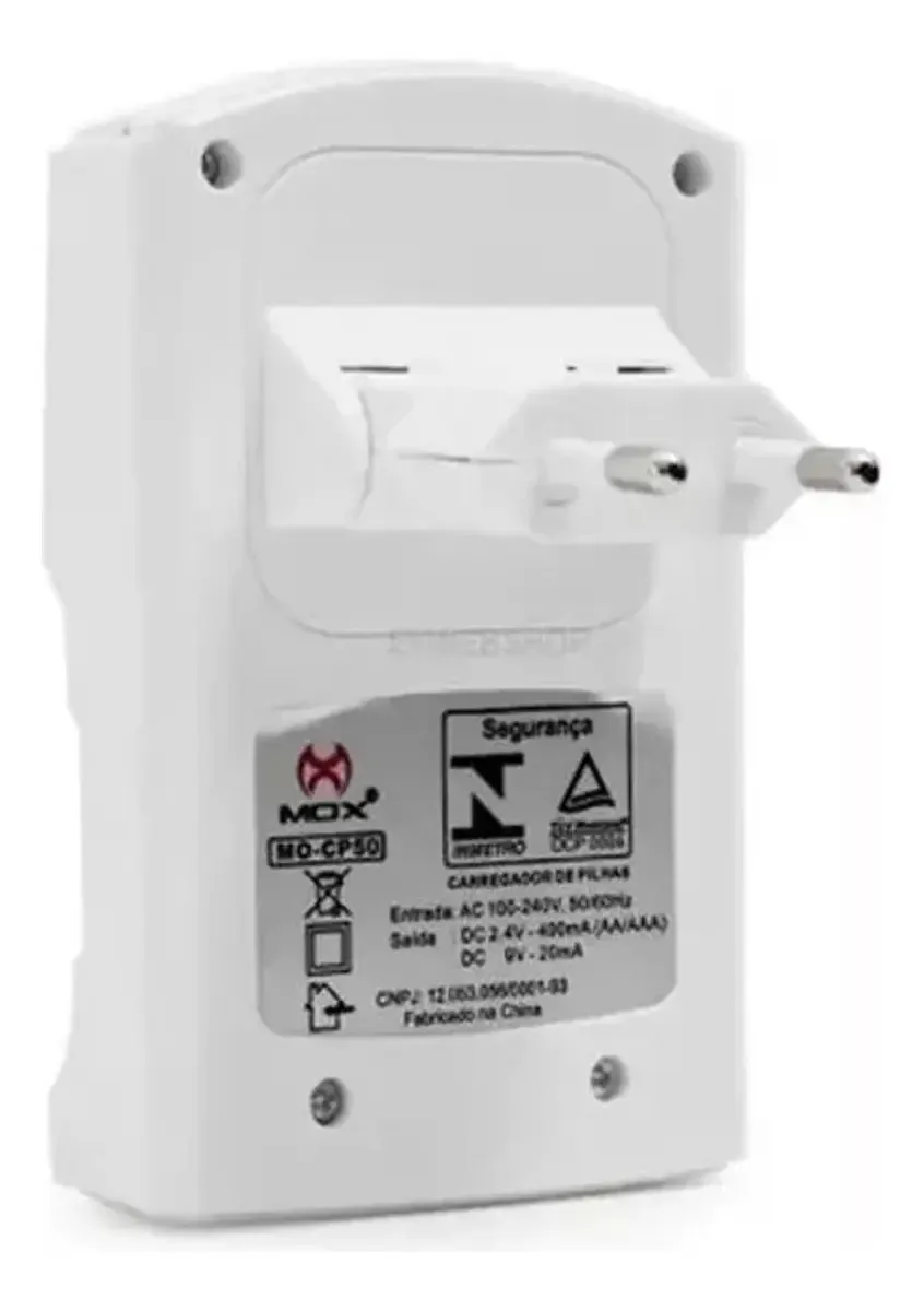 Carregador De Pilhas Recarregavel Mox + 4 Pilhas Aa Philips