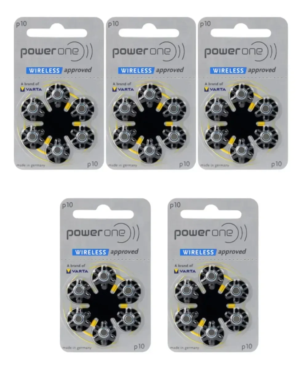 Pilhas Baterias Auditiva Power One A10 5 Cartelas 30 Uni