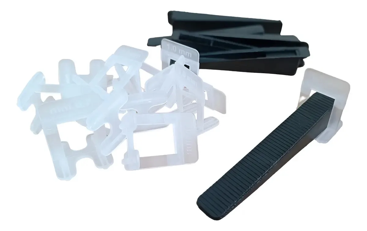 Kit Nivelador para Porcelanato 1mm com 1000 Clips e 100 Cunhas