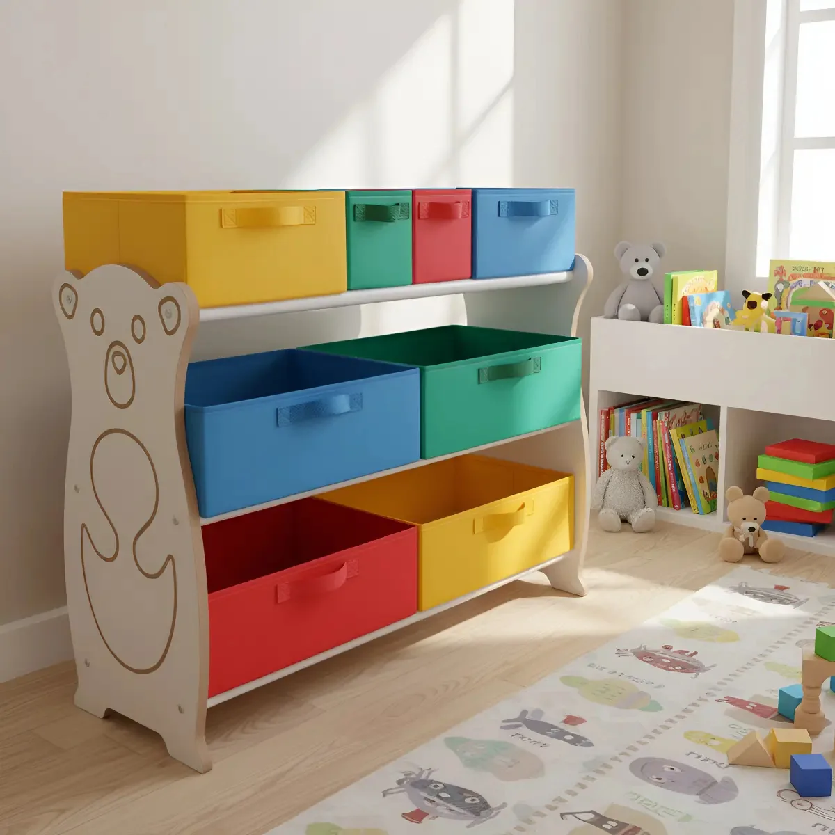 Organizador Grande De Brinquedos Colorido Tematizado Ursinho