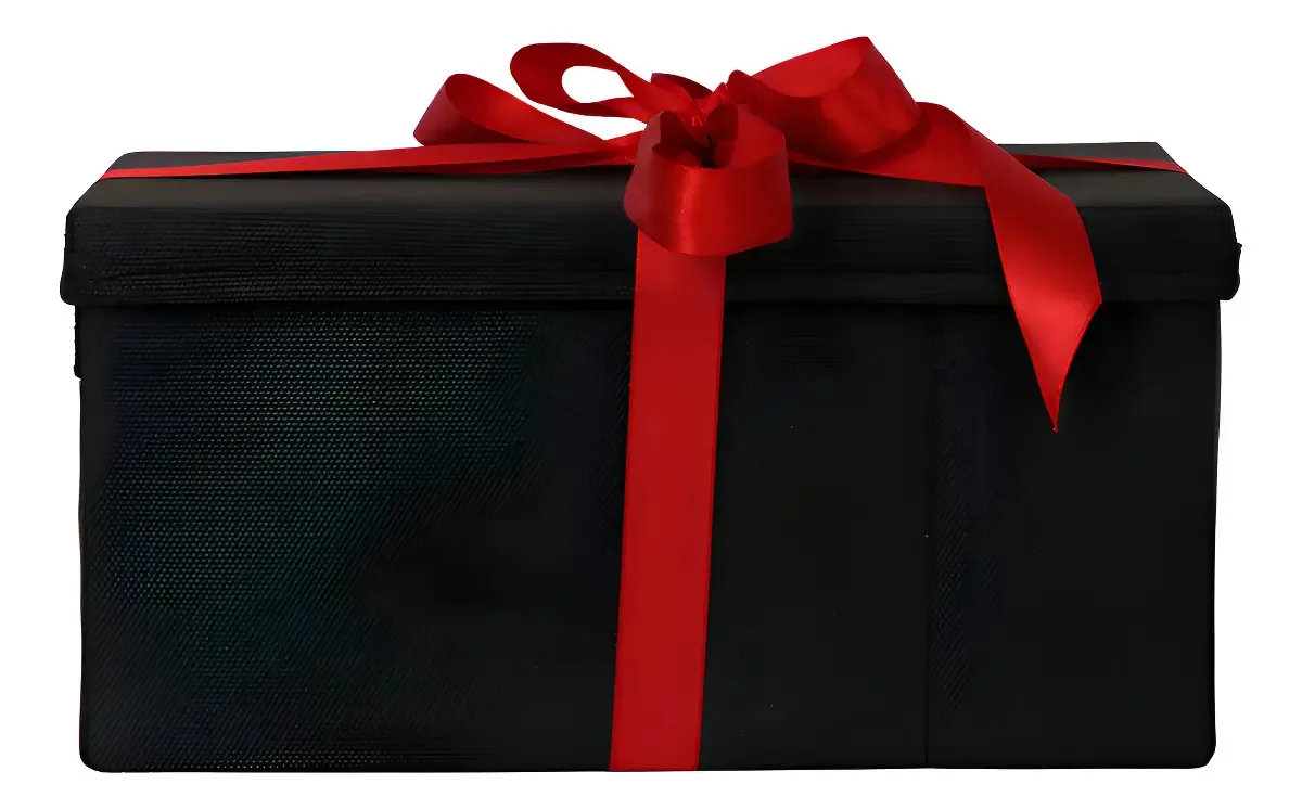 Caixa Presente Luxuosa Dobravel Laço 14x15x28 Cor Preto