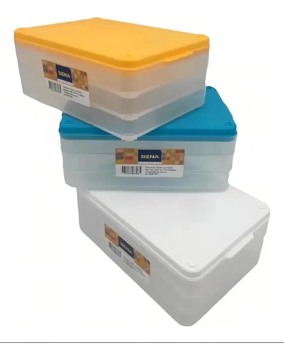Lancheira empilhável embutida de 3 camadas com recipiente para lanches