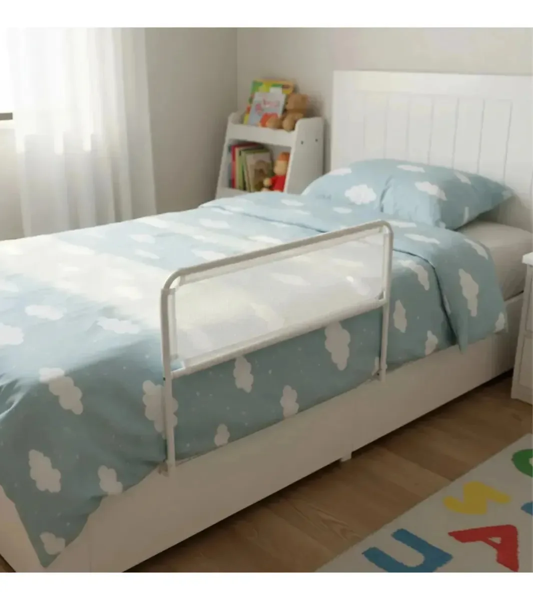 Kit 2 Grades de Proteção Cama Solteiro Império Diano Branco Aço 68x43cm Dobrável