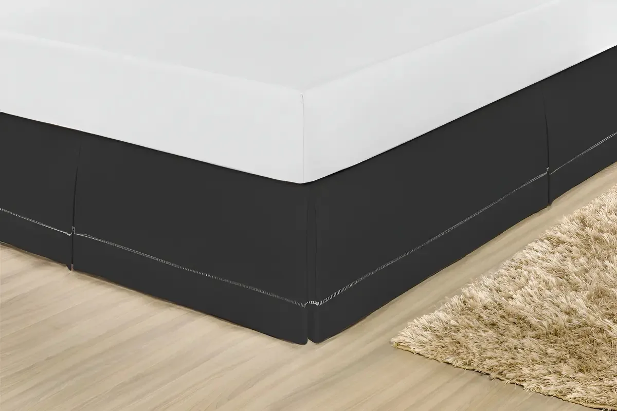 Saia Box Casal Ponto Palito Percal 180 Fios Cor Preto