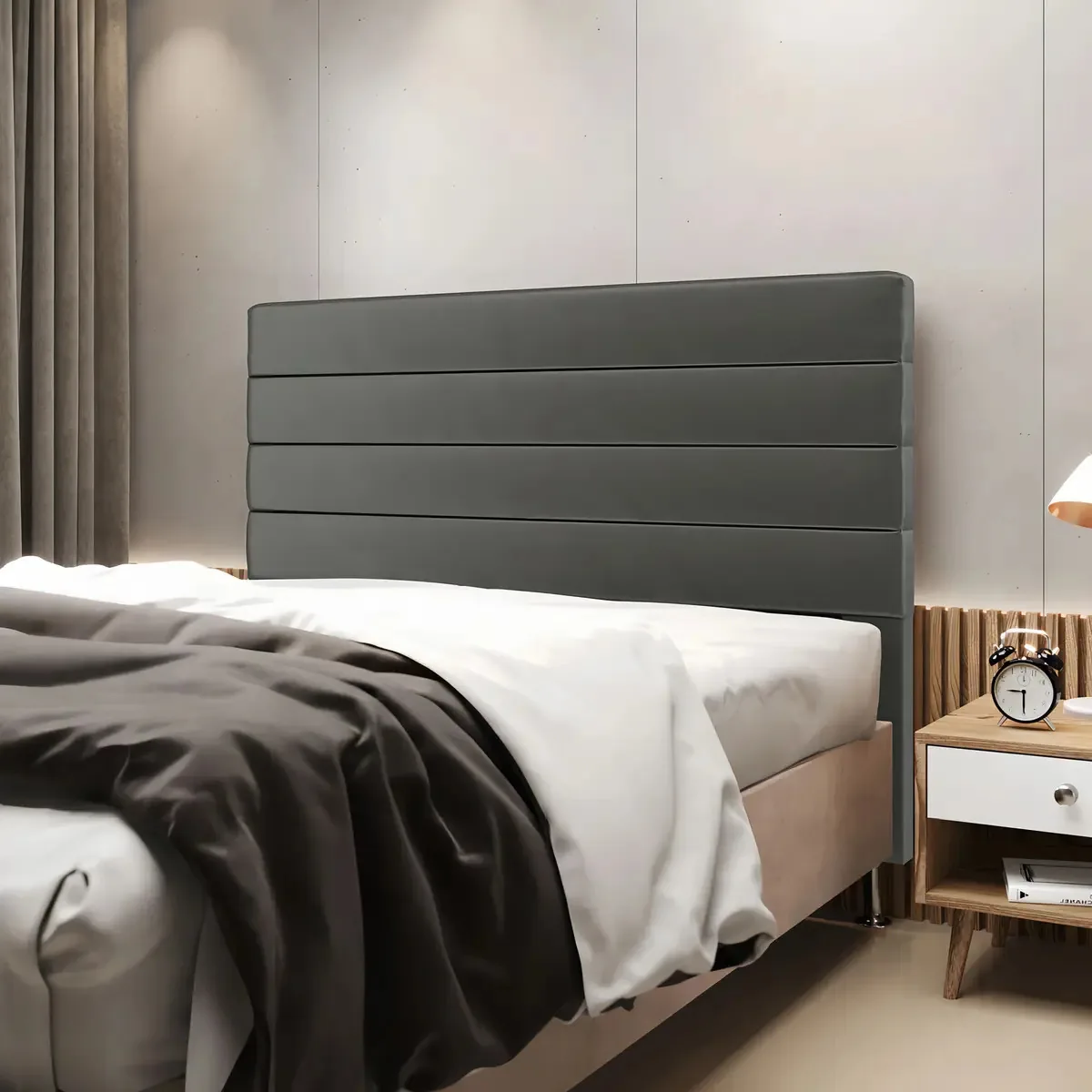 Cabeceira Atlas 140 Veludo Aradecor Cor Cinza