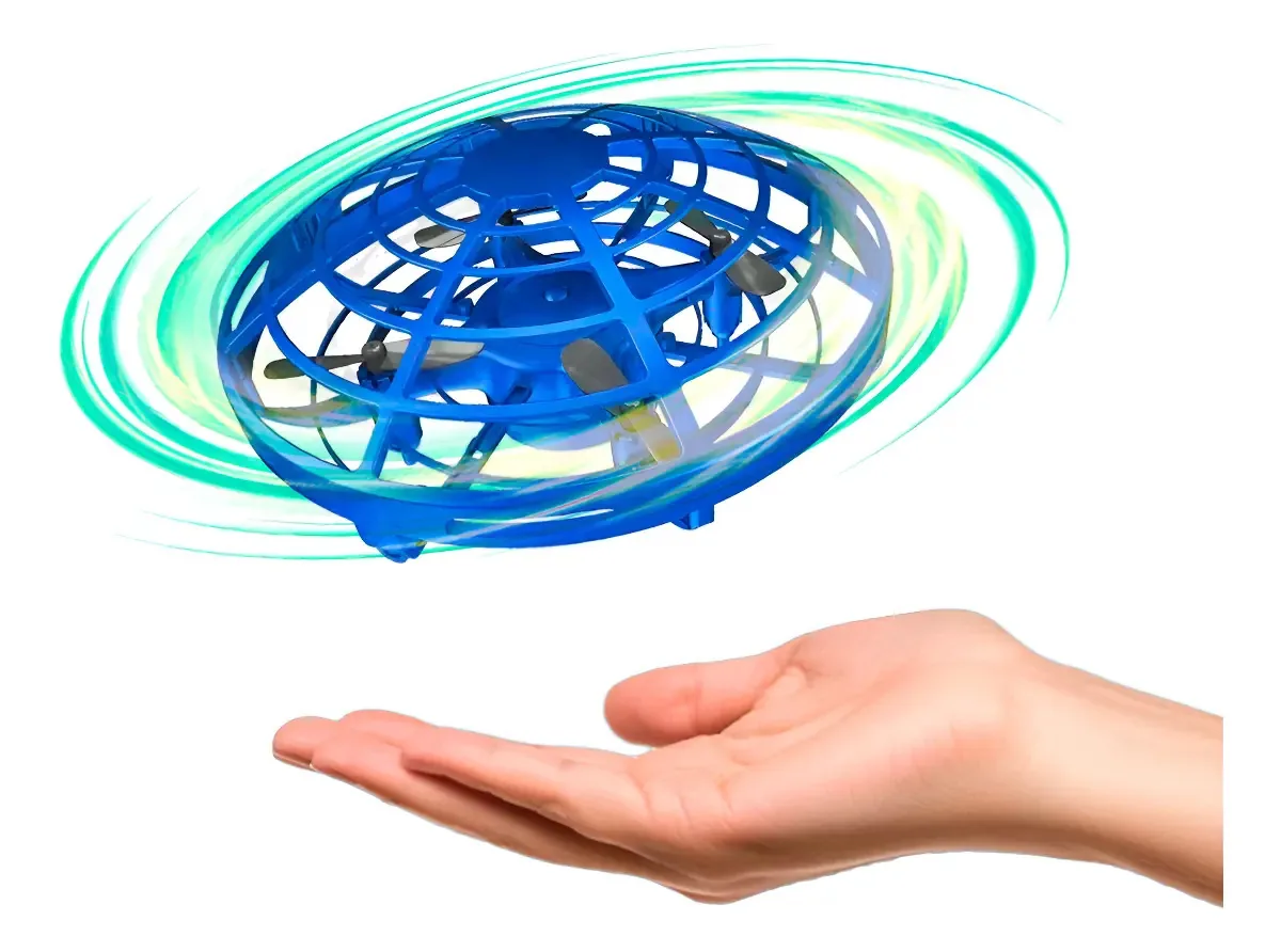 Drone Disco Voador Infantil Azul Com Sensor e Luzes LED