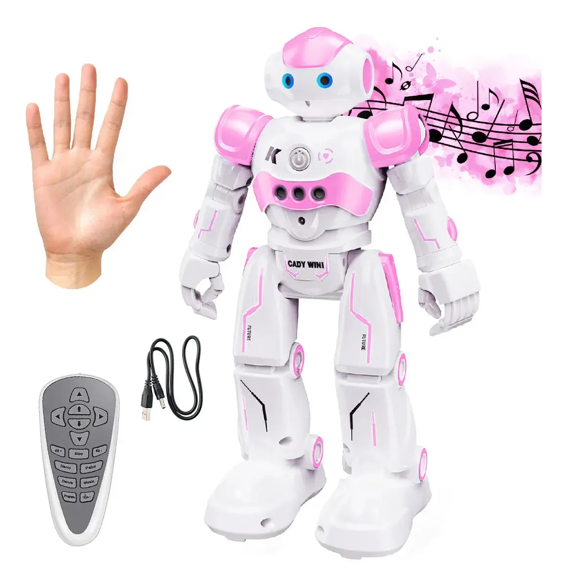 Robô Inteligente Cady Wida Brinquedo Infantil Interativo Cor Rosa