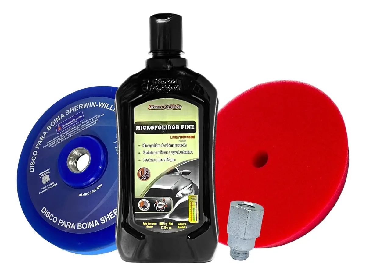 Kit Polidor Micropolidor Boina Espuma Lustro + Adaptador