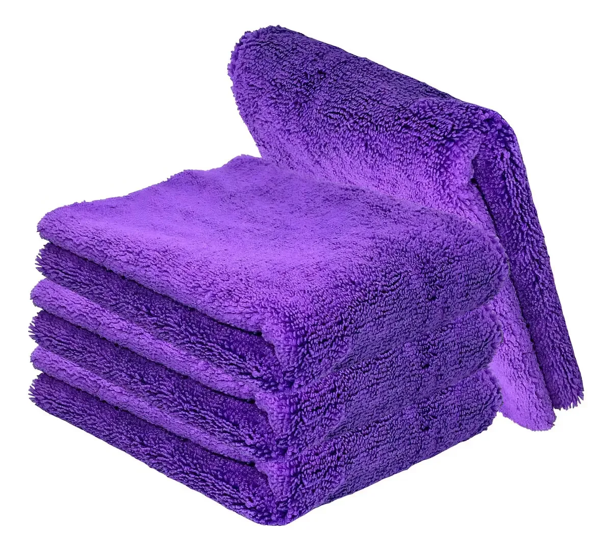 Flanela Microfibra Zacs Violeta Kit 4 Unidades 60x40cm Limpeza Automotiva
