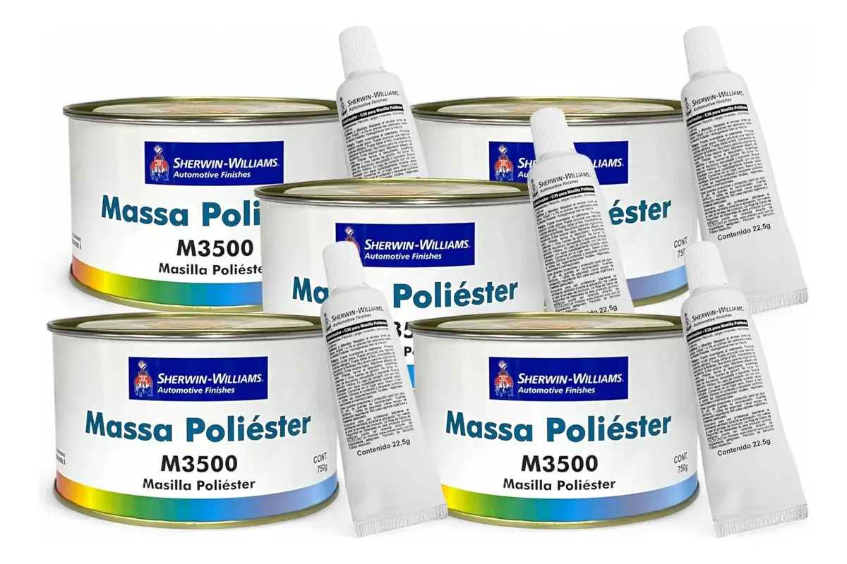 Kit 5 Massa Poliester M3500 Sherwin-williams 750g