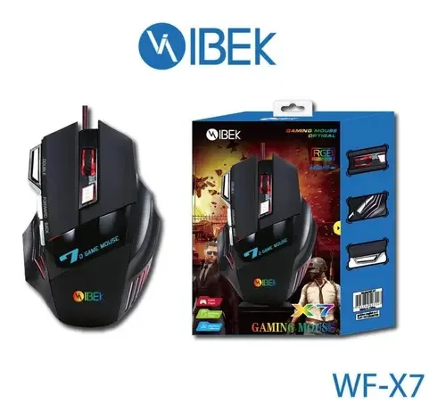 Luzes ópticas LED Mouse Gamer 7d X7. Cor Preto