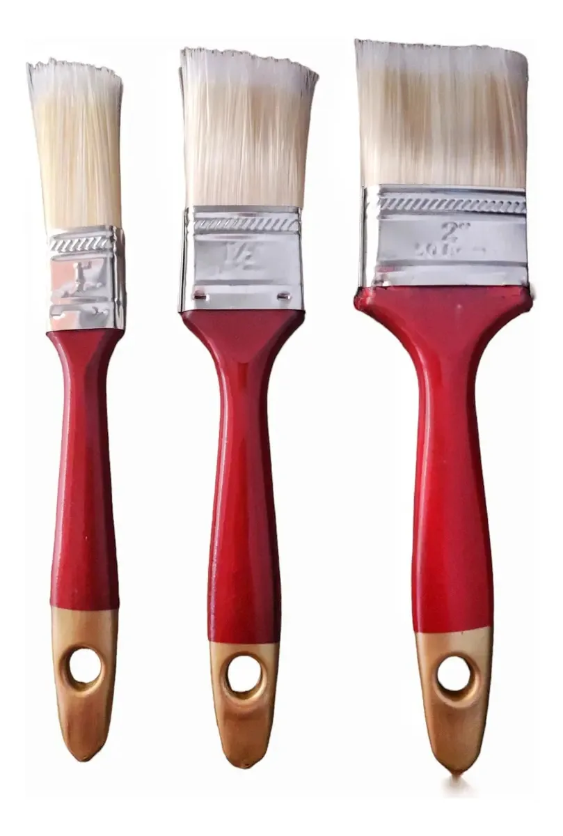 Conjunto, conjunto, kit de pincéis, 3 tamanhos, pincéis, pincéis, tinta, bege