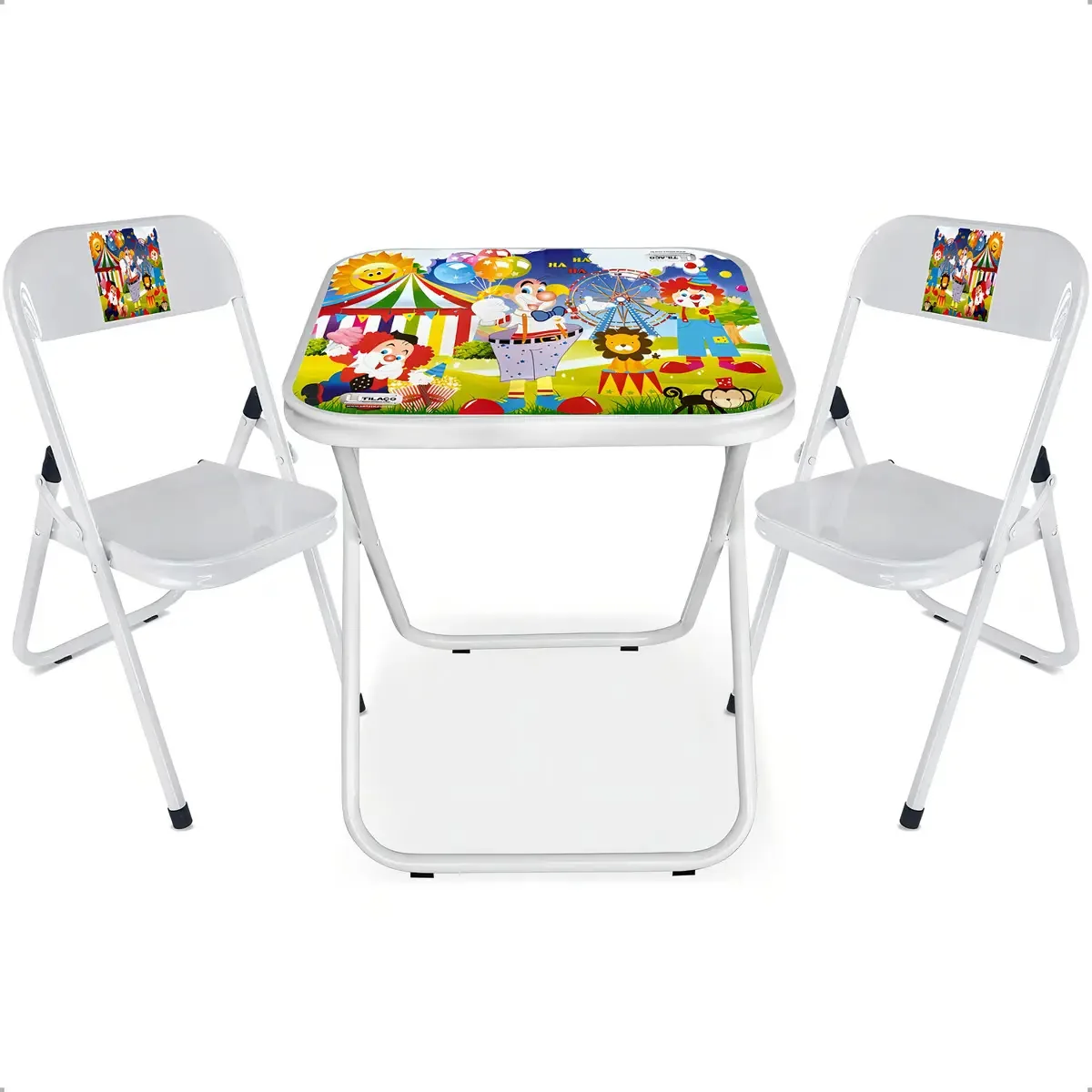 Mesa Mesinha Didatica Infantil Com 2 Cadeiras Crianças Cor Branco Circo